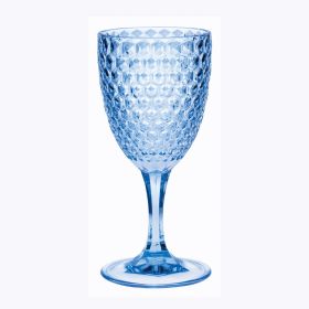 Designer Acrylic Diamond Cut Blue Wine Glasses Set of 4 (12oz), Premium Quality Unbreakable Stemmed Acrylic Wine Glasses for All Purpose Red or White