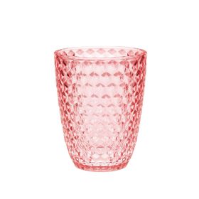 Designer Acrylic Diamond Cut Pink Drinking Glasses DOF Set of 4 (12oz), Premium Quality Unbreakable Stemless Acrylic Drinking Glasses for All Purpose