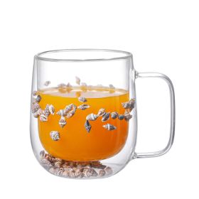 Real Flower Double Layer Glass Cup Borosilicate Simple (Option: B)