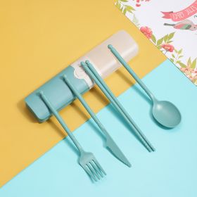 Wheat Straw Tableware Suit Knife, Fork And Spoon Chopsticks Four-piece Set (Color: Green)