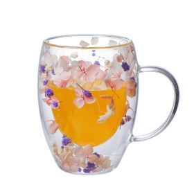 Real Flower Double Layer Glass Cup Borosilicate Simple (Option: G)