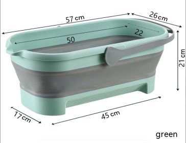 Collapsible Bucket Plastic Mop Water Storage Household Disposable (Option: Green-large)