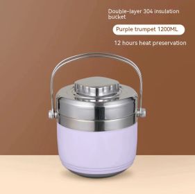 Insulated Lunch Box Portable Insulated Barrel (Option: Food Grade 304 15L-Purple)