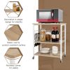 Kitchen Helper Oven Storage Cart 3-Tier Kitchen Baker's Rack With Hooks